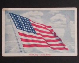 Old Glory &amp; Liberty American Flag Commercial Colortype Postcard 1917 - £4.01 GBP