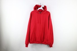 Vintage 90s Streetwear Mens Size XL Faded Blank Hoodie Sweatshirt Cherry Red - £46.67 GBP