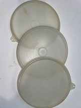 Tupperware 3 Lids Vintage Sheer Round Tabbed Replacement (1) 227-42 (2) 227-41 - £7.98 GBP