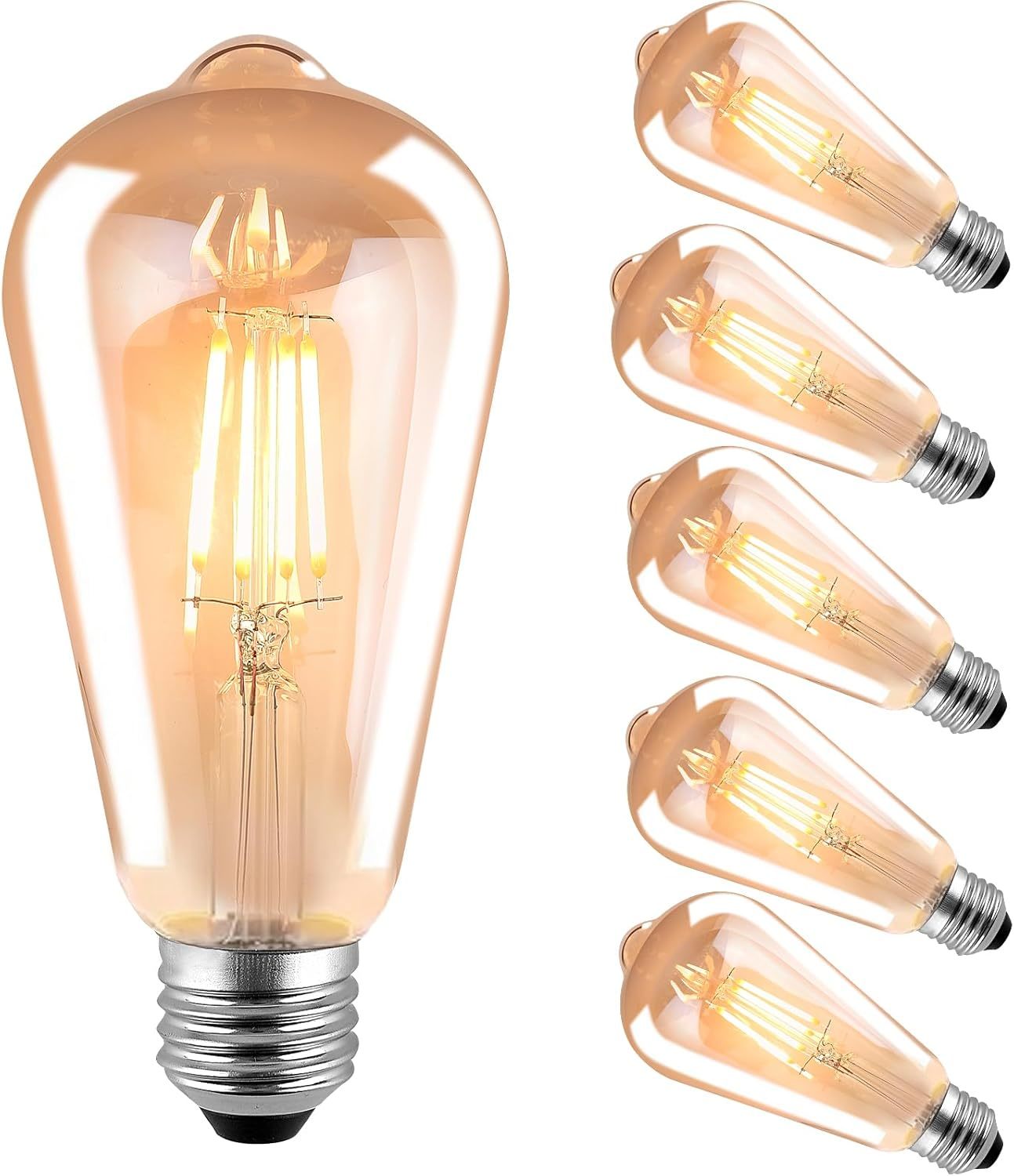 Hession St64 Led Edison Bulbs, 4W Equivalent 40W, Soft Light Amber Glass... - $29.77