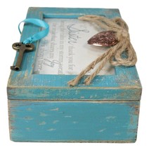 Sister Thank You Calm And Joy Locket Heart Teal Wood Musical Trinket Box 4&quot;X6&quot; - £23.55 GBP