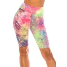 L/XL Tie Dye High Waisted Biker Shorts - 3 Inch Waist Pink/Yellow - $236.08 MXN