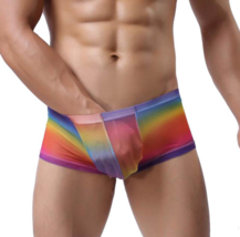 Men&#39;s Boxer Gauze Transparent Men&#39;s Panties Rainbow Gradient Slipper Sex... - £4.17 GBP