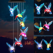 Mothers Day Gifts for Mom, Hummingbird Wind Chimes Lights Outdoor Garden... - £18.59 GBP