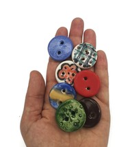 Handmade Ceramic Round Sewing Buttons 7 Pcs Assorted Large Coat Buttons ... - $43.59