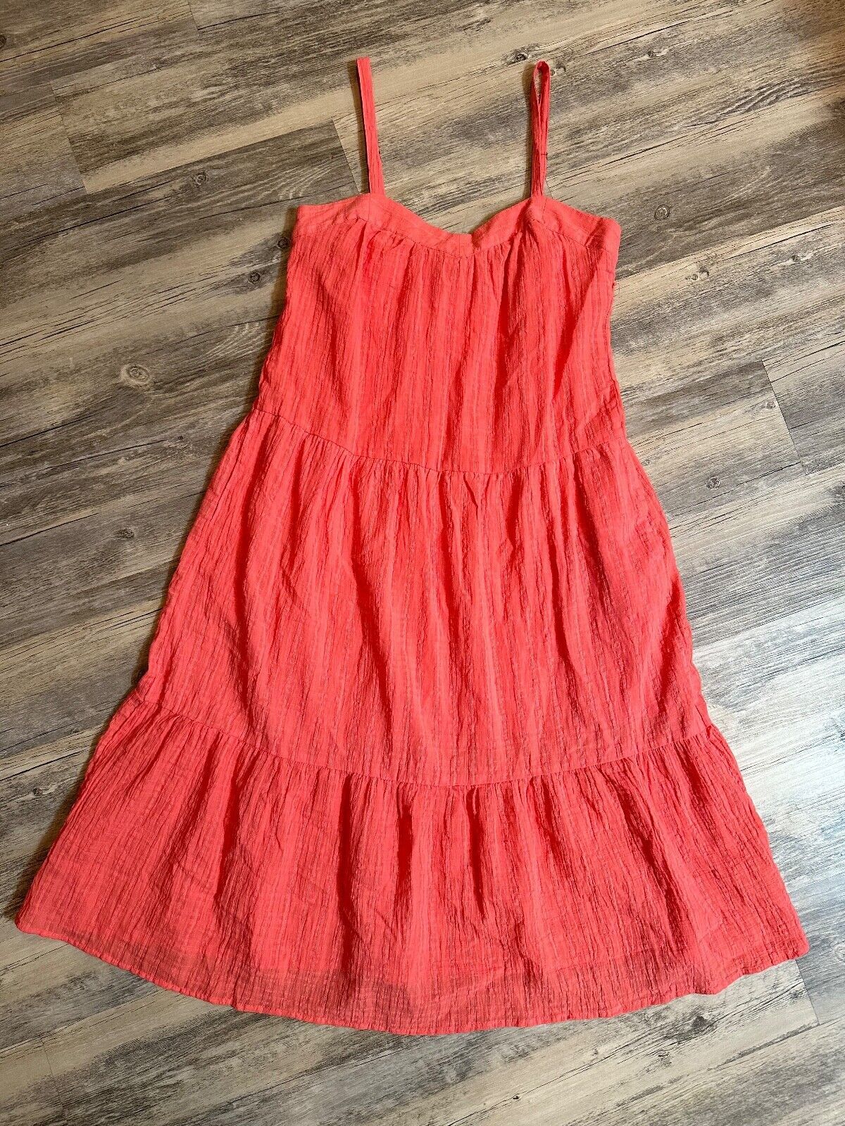 Primary image for Knox Rose Womens Midi Dress Size S Orange Sleeveless Adjustable Straps Pockets