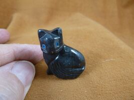 (Y-CAT-151) little BLACK ONYX KITTY baby kitten CAT stone figurine I Lov... - €10,22 EUR