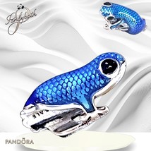 Pandora Moments Sterling Silver Metallic Blue Gecko Charm 792701C01 US S... - $32.96