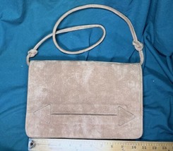 Vintage Brown Suede Leather Purse/Handbag Unbranded ~10 3/4&quot; Wide X 7 1/2 Tall - £31.60 GBP