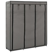 Wardrobe with Compartments and Rods Grey 150x45x175 cm Fabric - £32.91 GBP