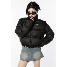 Women Black Short Down Jacket Stand Collar Fashion American Thicken Warm Feather - £71.03 GBP