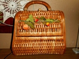 Wicker Straw Rattan Handbag Purse Made In Spain Excellent Drop Front Woven - £29.33 GBP