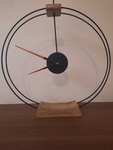 Black Steel Rust Proof Handmade Art Home Deco Round Minimalist Table Clock 14&#39;&#39; - £98.19 GBP