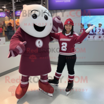 Maroon Pair Of Ice Skates mascot costume character dressed with a Mini Skirt and - £978.70 GBP