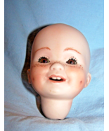 Painted 1994 Bisque/Ceramic Doll Head-with Dimples, Eyes, Open Mouth Lot 52 - £13.51 GBP