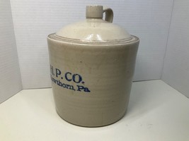 Antique Stoneware Advertising Jug H.P. CO. Hawthorn, Pa. Glazed 10&quot; x 7&quot; - £102.46 GBP