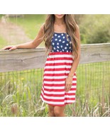 Short Casual  Amercican Independence Day Striped Pentagram Dress - $16.99