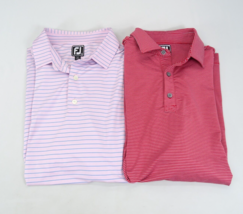 Lot 2 FootJoy Shirt Athletic Fit Size XL FJ Polo Pink Red Striped Golf C... - $23.70