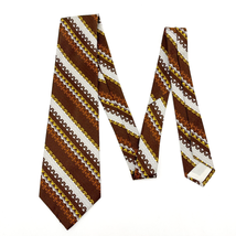 70s Vibe Necktie Retro Stripe Brown Hippie Hipster Classic Leisure Suit Disco - $13.49