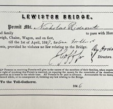 1970 Maine Lewiston Bridge Toll Permit Nicholas Rideout 1846 Print Ephemera - £13.86 GBP