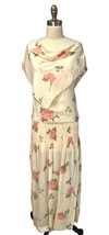 Antique 1920s Silk Tea Dress Watercolor Floral Smocked Waist Wedding Rar... - $391.05