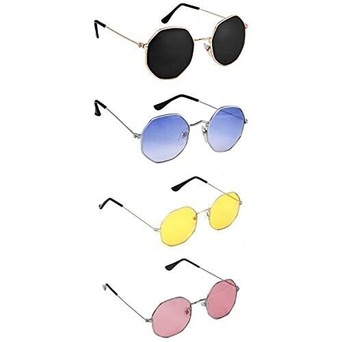 Lunettes de soleil rondes unisexes adultes monture multicolore, objectif... - $13.96
