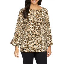 NWT Women Plus Size 1X The Limited Knit Flare Sleeve Animal Print Top - $19.59
