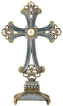 Decorative Blue Jeweled Standing Cross Rhinestones 6"X 5" - $19.95