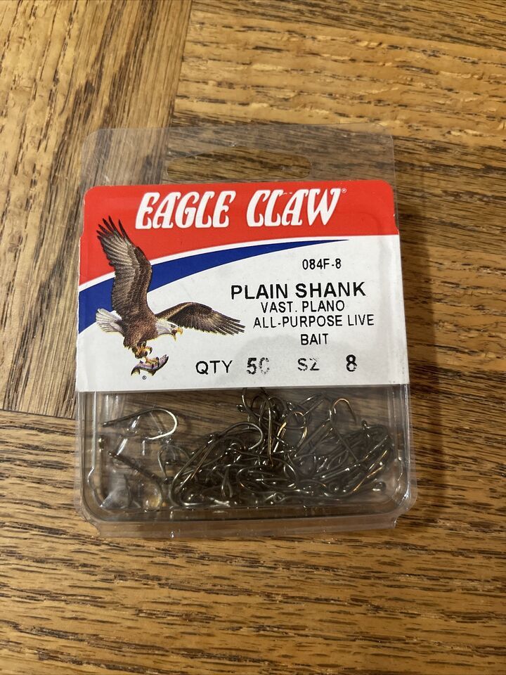 Eagle Claw Plain Shank Hook Size 8-Brand New-SHIPS N 24 HOURS