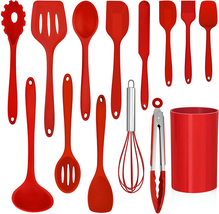 14 Pcs Cooking Utensils Set With Holder Heat Resistant Silicone Kitchen Cookware - £25.31 GBP