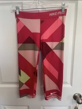 Nike Pro Fitted Dri-Fit Capri Leggings XS Multicolor Mosaic Kaleidoscope Pink - £8.95 GBP
