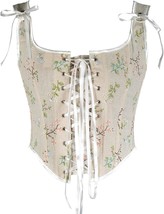 Floral Camisole Flower Embroidery Pattern Corset - £45.82 GBP