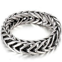 17MM Wide V Shape Titanium Male Bracelet Men Solid Stainless Steel Men&#39;s Bracele - $49.47