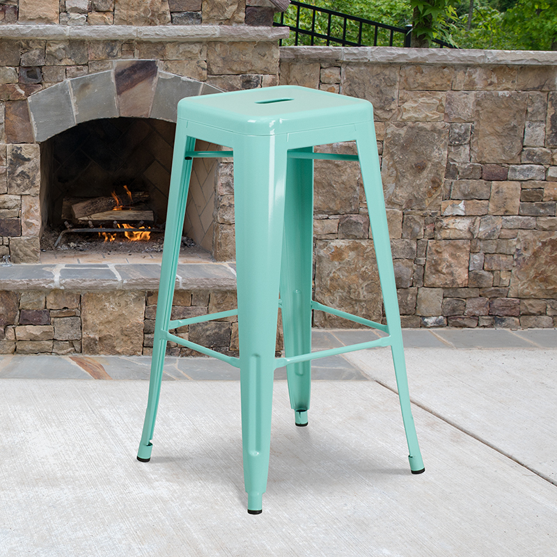 30" Mint No Back Metal Stool ET-BT3503-30-MINT-GG