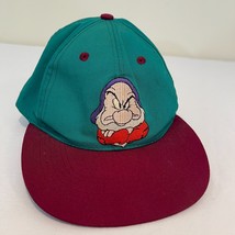 VINTAGE Snow White Grumpy Snapback Hat Cap Walt Disney Promo Youth Green Red - £12.06 GBP