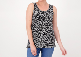 Belle by Kim Gravel Brushed Knit Solid or Printed Tank- Grey Animal, 1X  A512491 - £18.93 GBP