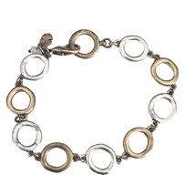 Lucky Brand Gold &amp; Silver Tone Cicle Link Bracelet 8&quot; - £15.12 GBP