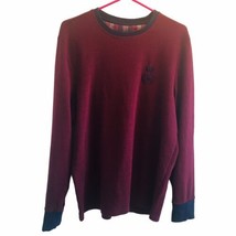 Psycho Bunny Waffle Knit Long Sleeve Shirt Men’s Size L Loungewear Pullover Red - £26.01 GBP