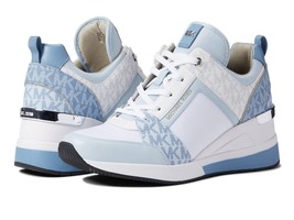 Womens Michael Kors Georgie Trainer Soft Sky Blue White Silver Multi 10 ... - $149.99