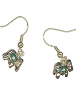 Russische Faberge Ei Stil Elefant Grün &amp; Gold Farbe Figur Ohrringe - $34.03 CAD