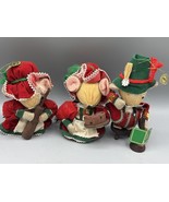 Vtg Kurt Adler Christmas Mice Figurines Set Of 3 Corn Husk - $26.03