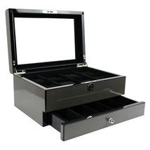 Decorebay Piano Finish Carbon Fiber Pattern 8-Slot Watch Jewelry Storage Case - £96.22 GBP