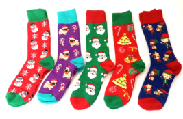 (5 Pairs) Socks Society Unisex Holiday Sock with Santa,SnowDog Multicolor - £10.07 GBP