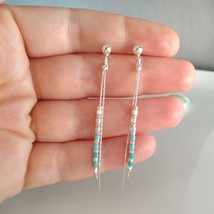 Sterling silver blue miyuki earrings,crystal dangle earrings,gradient ombre jewe - £24.45 GBP