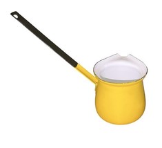 Vintage Yellow Enamel Canister & Pour Pot Set Wood Lid Mid-Century Kitchen MCM image 7