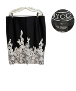 NYCC Black White Floral Pencil Skirt Women’s Size XL Stretch Knee Length - $308.73 MXN