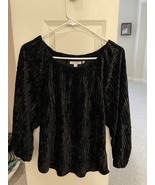 Chico’s black textured velvet blouson sleeve top size M - $36.00