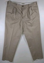 Orvis Ultimate Khaki 100% Cotton Pleated Cuffed Pants Twill Trousers 97H1, 40x31 - £18.42 GBP