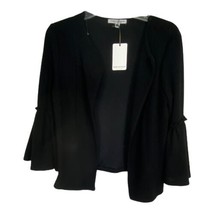 Green Envelope Womens Shirt Size XS Black Shawl Open Front Bell Sleeve NEW  - $28.19