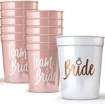 Bride &amp; Team Bride Bachelorette Wedding Showers Party Cups 11 Pk Pink White 16oz - £16.48 GBP